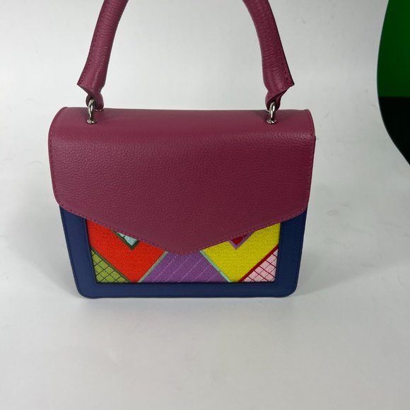 MKLM x Rocky Barnes Top Grain Leather Bag/Purse- Fuchsia/Multicolor - Picture 2 of 5